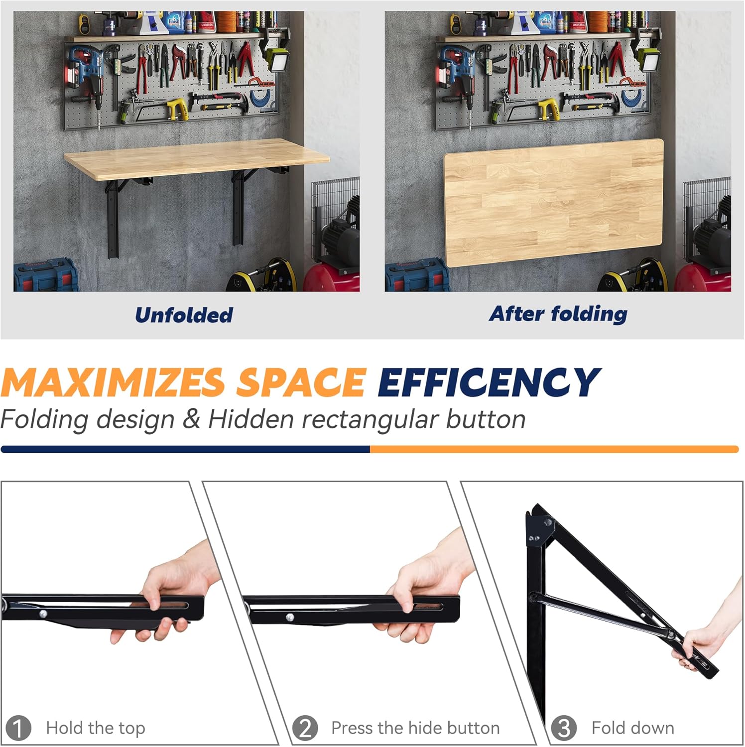 Ultrawall Heavy Duty Folding Shelf Brackets - Sturdy 18 Inch Collapsible Design | Max Load 550lb, 2 Pack