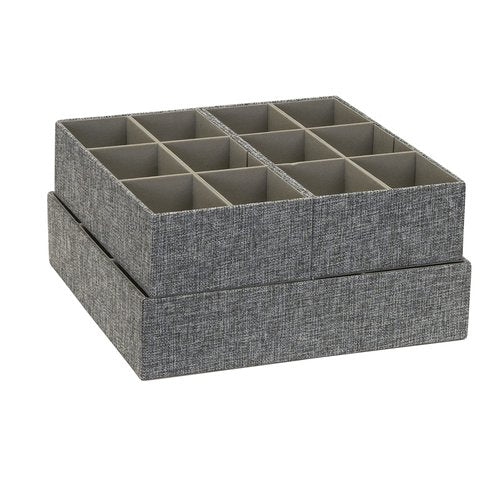 Household Essentials 3 Piece Drawer Organizers Starter Set, Customizable Inserts, Large Tray and 2 Small Trays, Graphite
