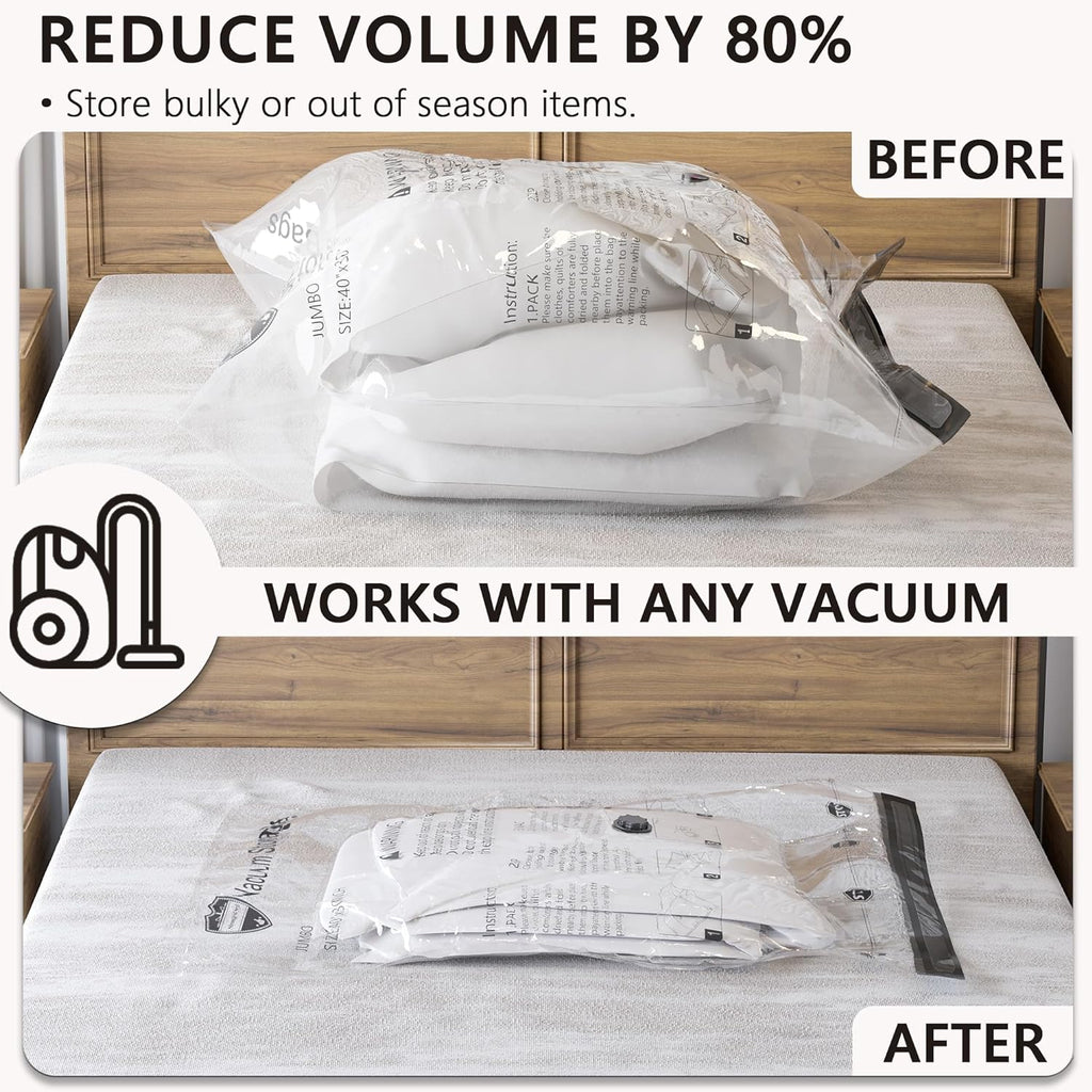Skiennix Vacuum Storage Bags - Electric Pump Compression Bags for Travel | 28 Combo for Clothes & Bedding