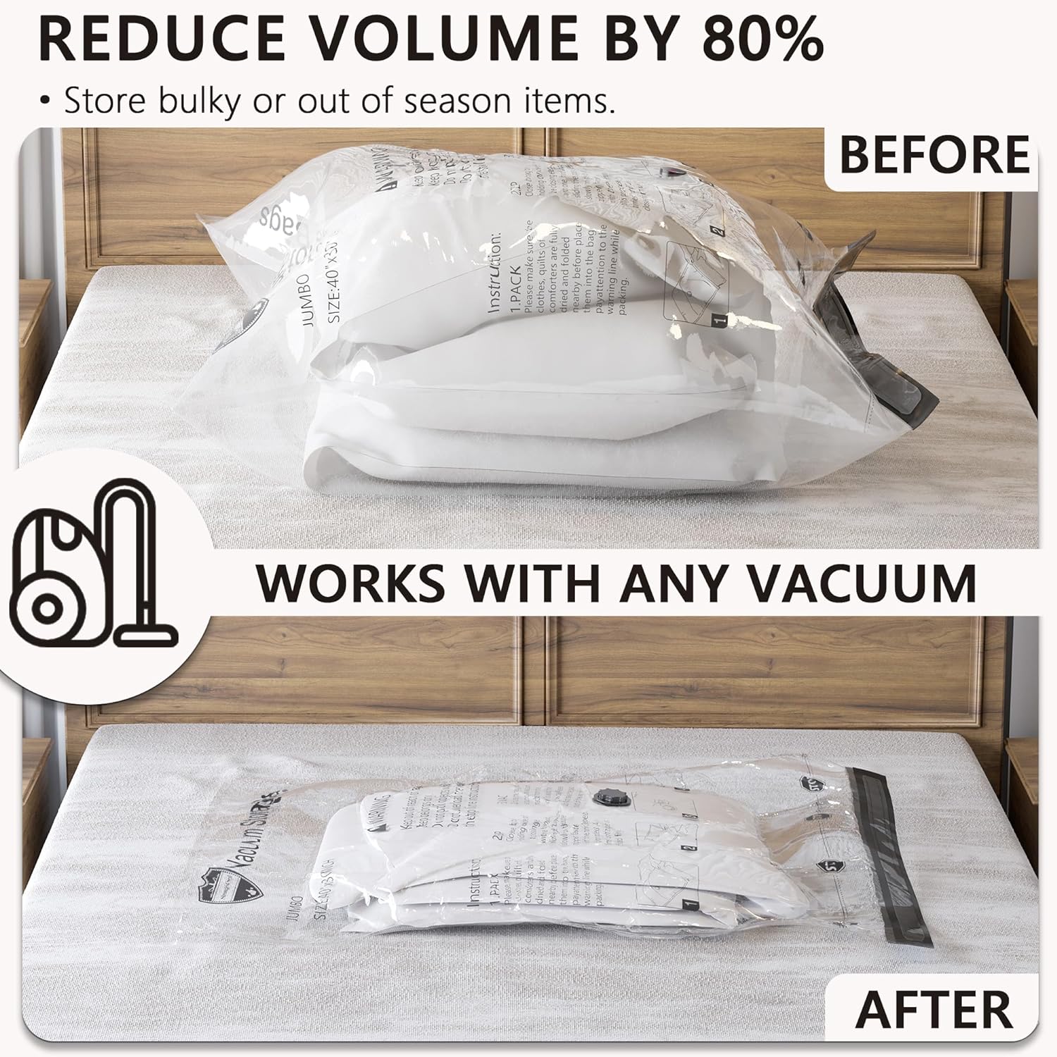 Skiennix Vacuum Storage Bags - Electric Pump Compression Bags for Travel | 28 Combo for Clothes & Bedding
