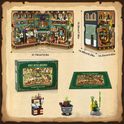 INSOON Magic Potion Booknook Building Set - DIY 990 PCS Bookend Kit with Light for Home Decor | Perfect for Ages 8+