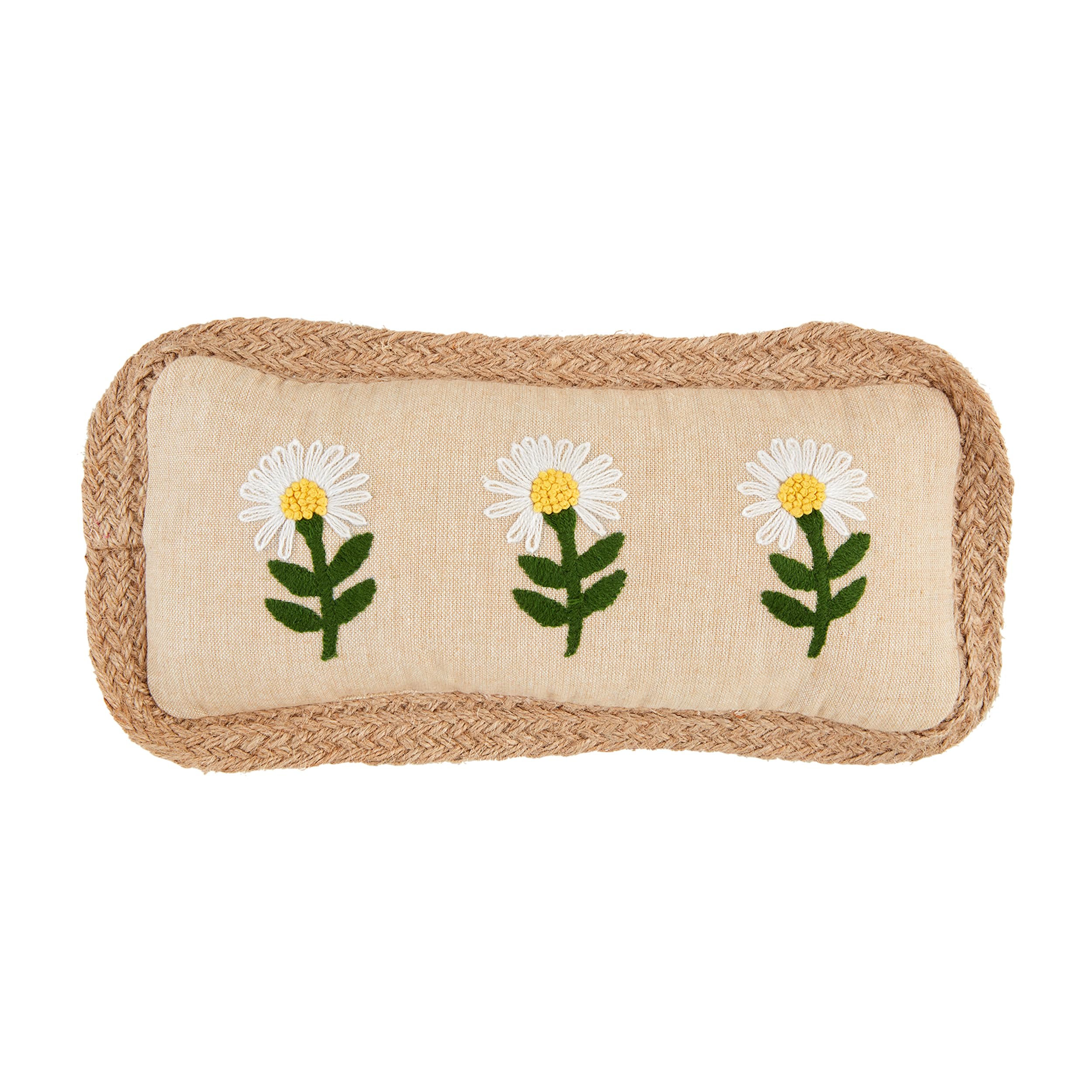 Mud Pie Three Floral Embroidered Pillow; 6" x 12"