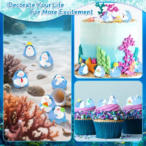 Exasinine Luminous Mini Resin Shark Figures - 6Pcs Glow in the Dark for Aquariums & DIY Crafts
