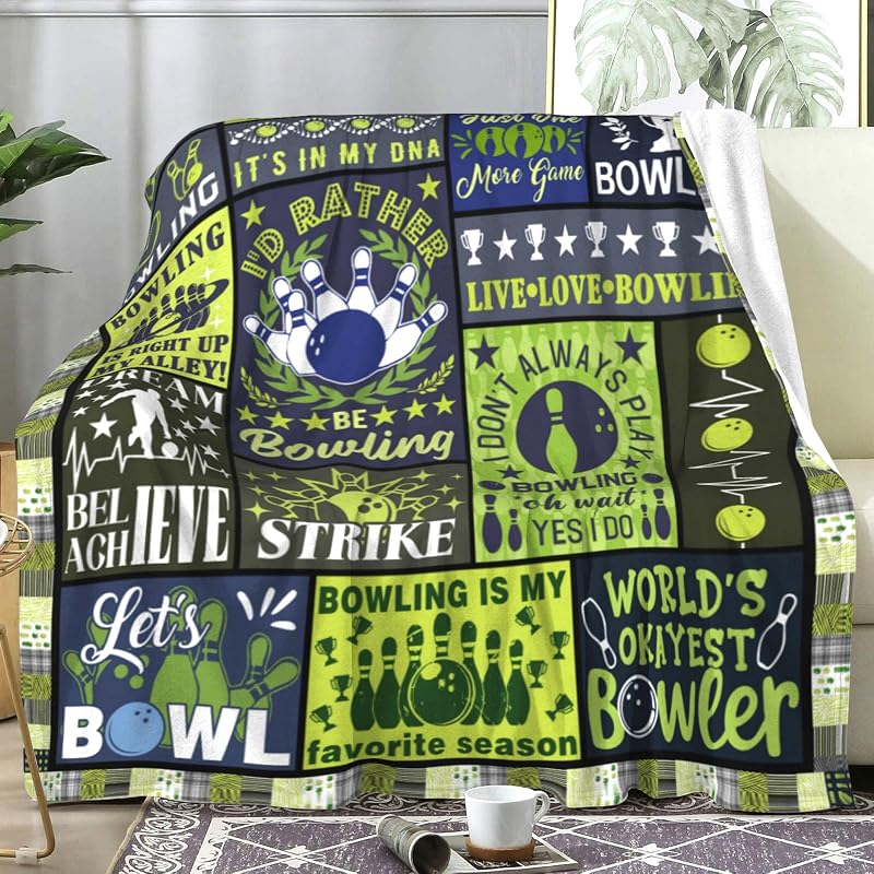 Bowling Blanket 60x50 Inch – Gift for Bowling Lovers Boys Girls Teens Men Women – TAPBASE Variation: Bowling+60"x50"