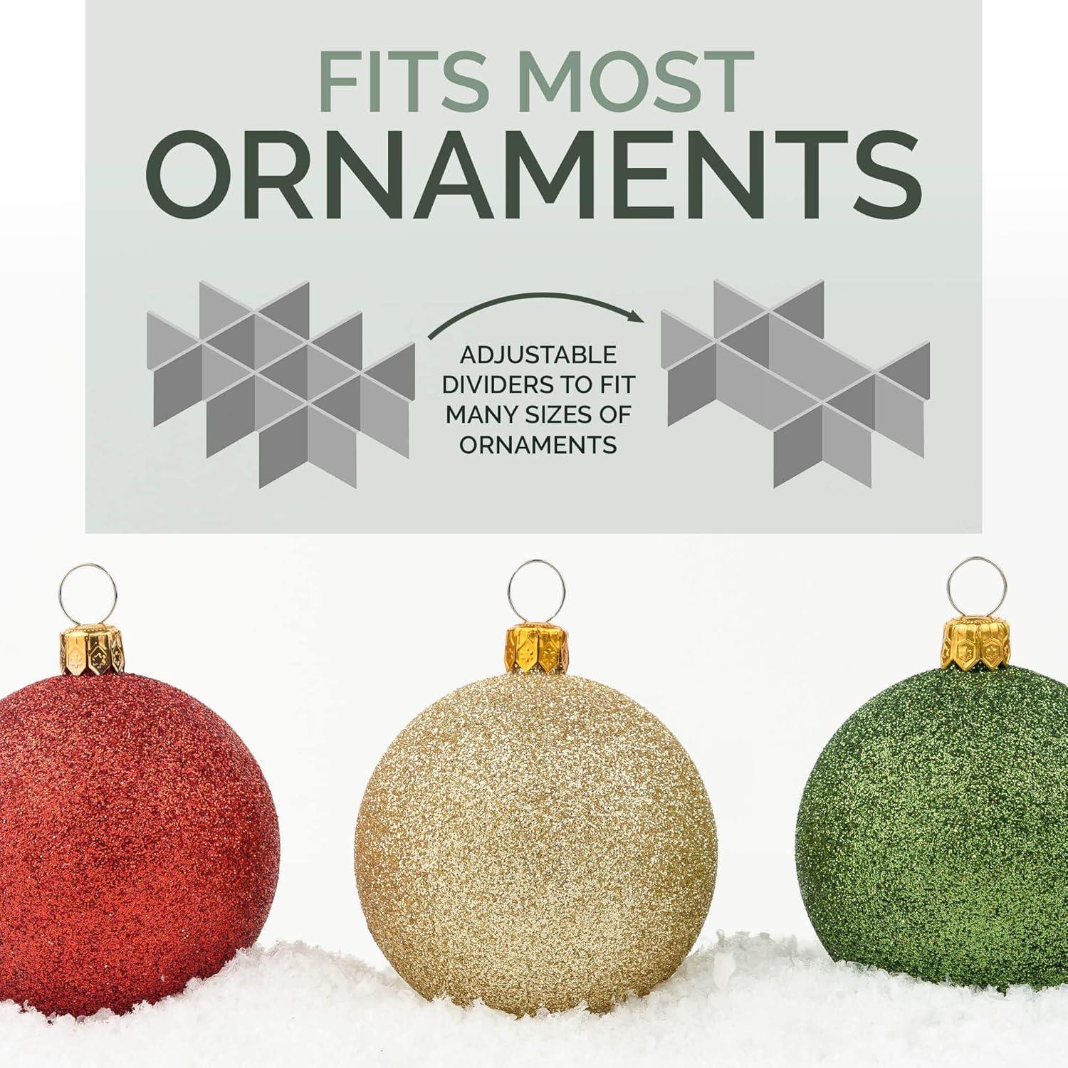 Regine Switzerland Christmas Ornament Storage Container - Large Organizer Bin with Adjustable Dividers for 96 Ornaments