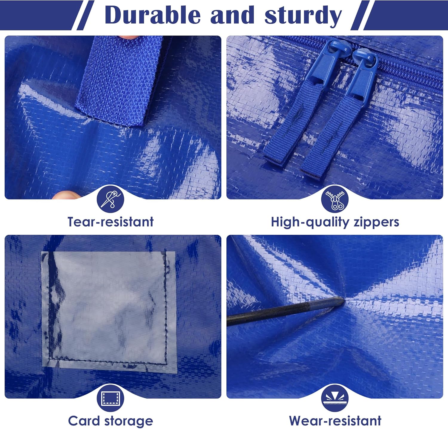 Skiennix 6 Pack Moving Bags - Extra Large 93L Heavy Duty Waterproof Storage Totes | Ideal for College Dorm & Home Organization - Blue