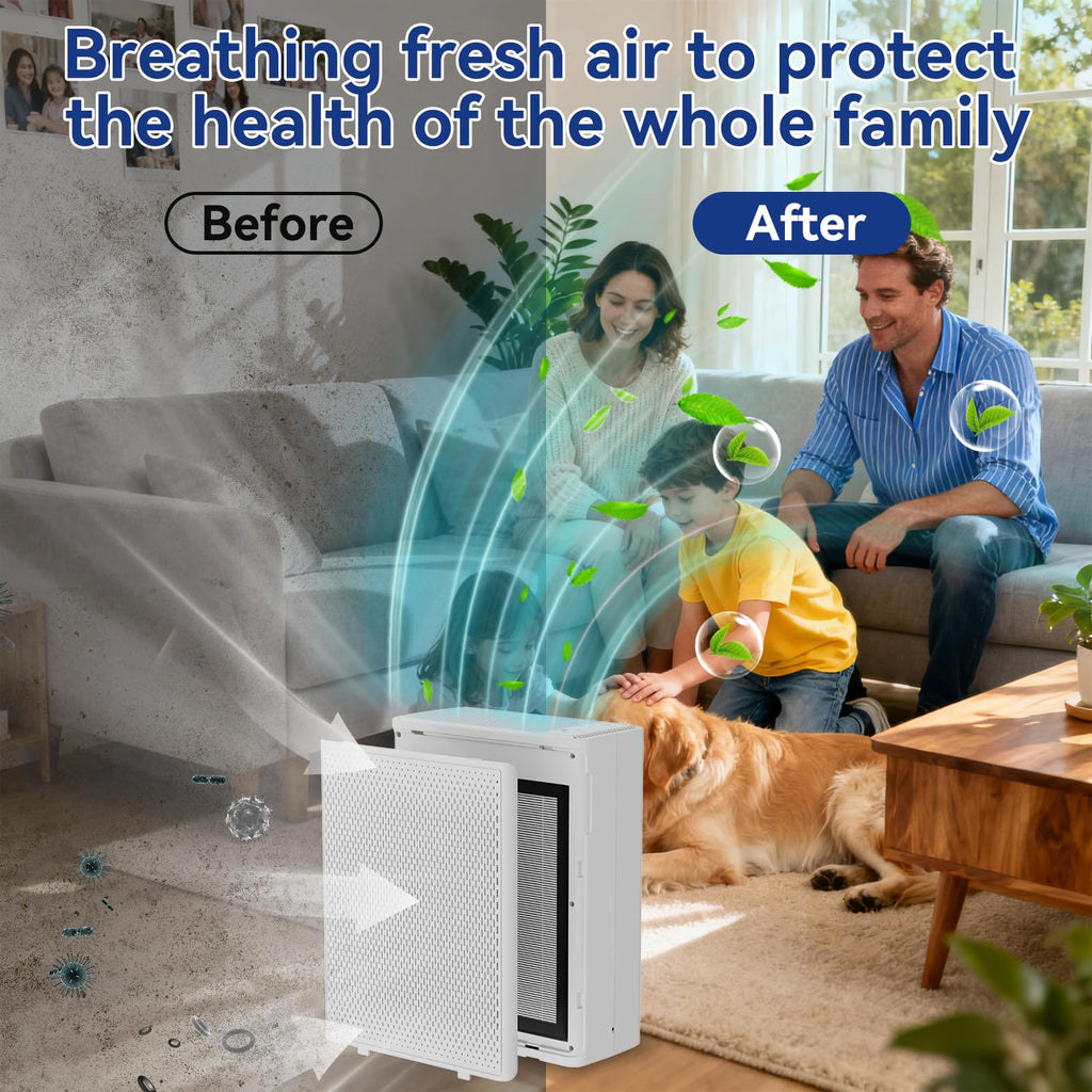 YARIKI Air Purifiers for Home Large Room Up to 2000 Ft²,H13 HEPA Air Purifiers for Pet Hair Smoke Odor,24dB Ultra-Quiet Operation Suitable for Bedrooms,Living Rooms,Offices