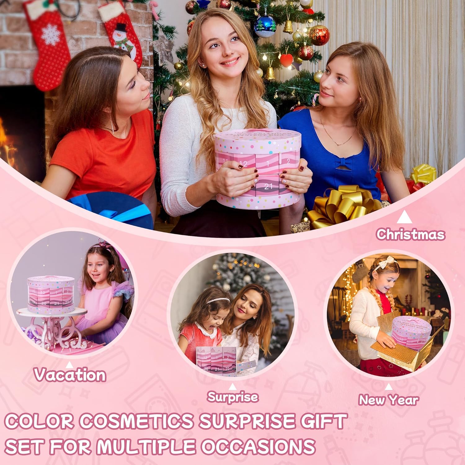 Skiennix 24 Pcs Exquisite Makeup Gift Set - Perfect Birthday Gift for Girls Ages 6-12 | Pink Cosmetics Kit