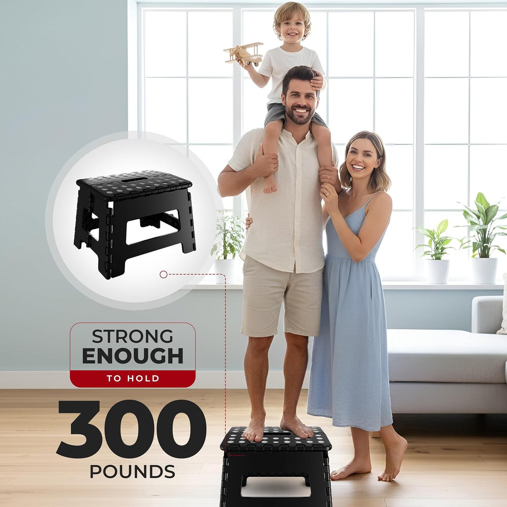 Utopia Home Folding Step Stool - 9-Inch Anti-Slip Collapsible Design | Supports Up to 300 lbs - Black