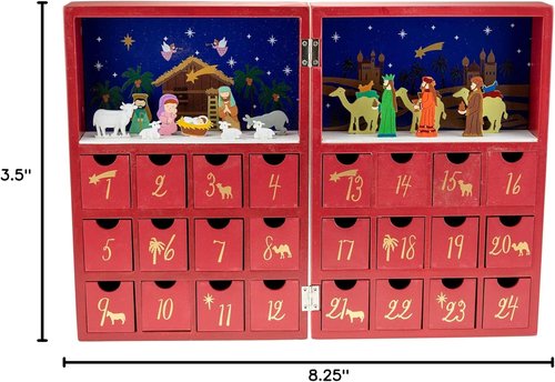 Clever Creations Wooden Advent Calendar - Countdown to Christmas | Festive Nativity Scene Decor