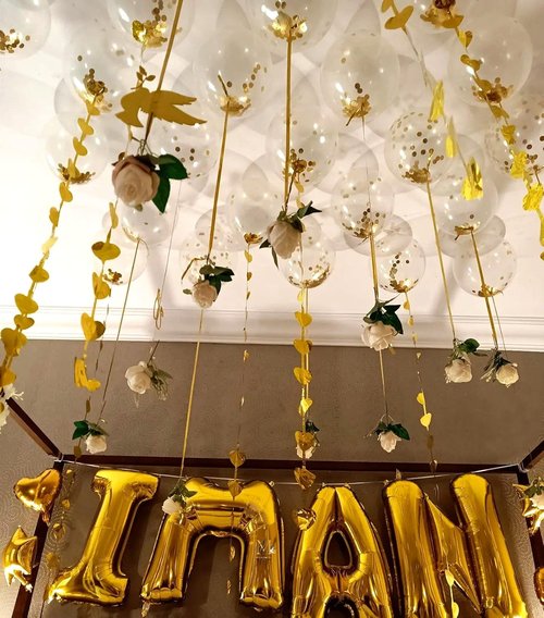 Bezente Gold Confetti Balloons - 12-Inch Helium Balloons with Golden Paper Dots | 60 Pack for Celebrations