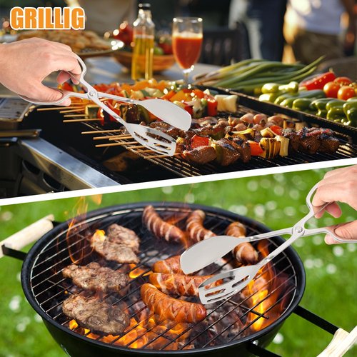 8 Pack Food Serving Salad Tongs, Stainless Steel Salad Tongs with Scissor Handles, Thickening Scissor Tongs for Cooking, Baking, BBQ, Restaurants and Home Kitchen