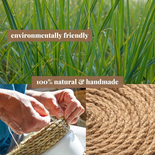 Round Woven Placemats Set of 6 | Handmade Natural Wicker Placemats for Holiday Wedding Home - Slip Heat Resistant Rattan Chargers for Dinner Plates (13 Inch)