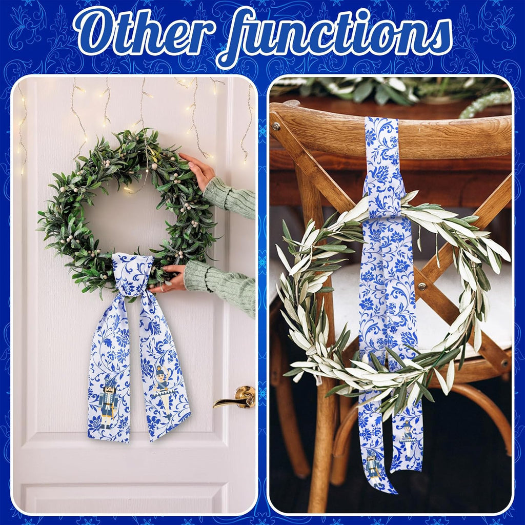 VitalCozy Nutcracker Wreath Sash - Elegant Satin Ribbon for Monogrammed Holiday Decor | Indoor/Outdoor Use