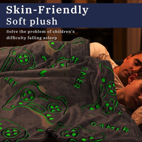 Glow in The Dark Blanket Game Controller Throw Blanket, Gamer Gifts Toys for Kids Boyfriend, Boys Teen Soft Cozy Gaming Blanket Gamer Gifts Game Decor Blankets for Home Bedroom 50"x60"