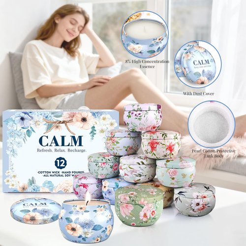 BlissfulOasis Scented Candles Set, 30 oz 12 Pack Candles for Home Scented, 180-240 Hours Candle Present Set for Women and Men, Soy Wax Candles for Holidays, Birthday, Valentine's Day, Mother's Day