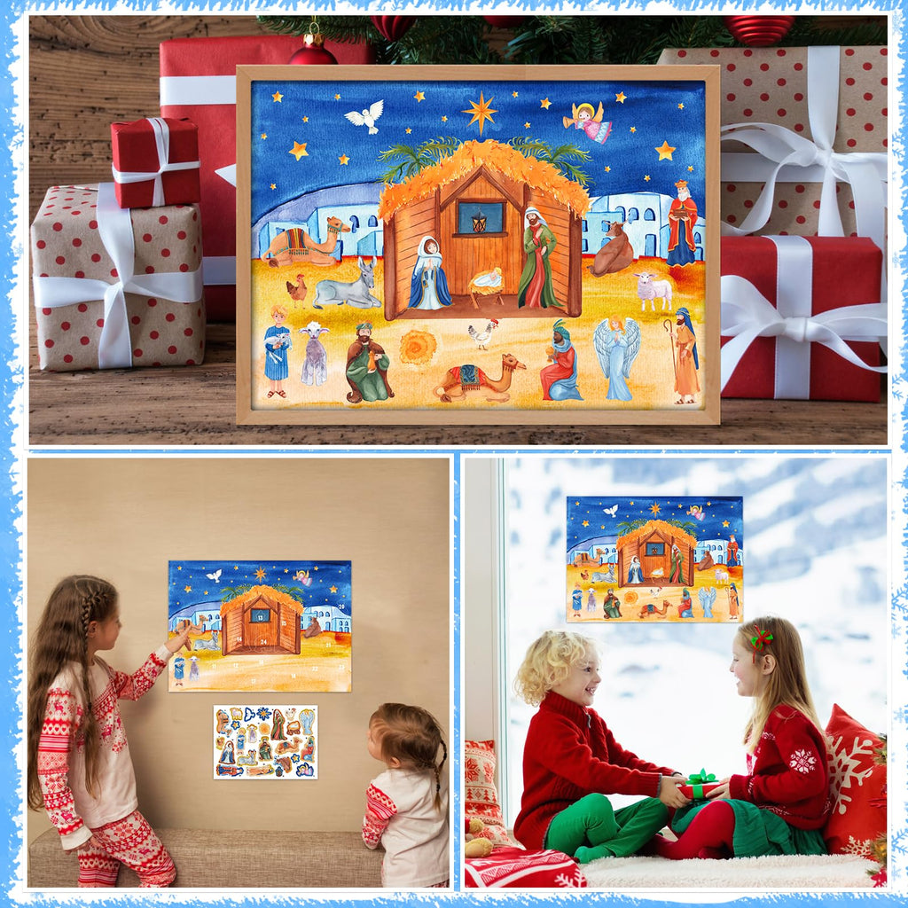 WhatSign Nativity Sticker Advent Calendar for Kids - 2025 Christmas Christian Religious Countdown Calendar Nativity Advent Calendar for Kids Children Boys Girls