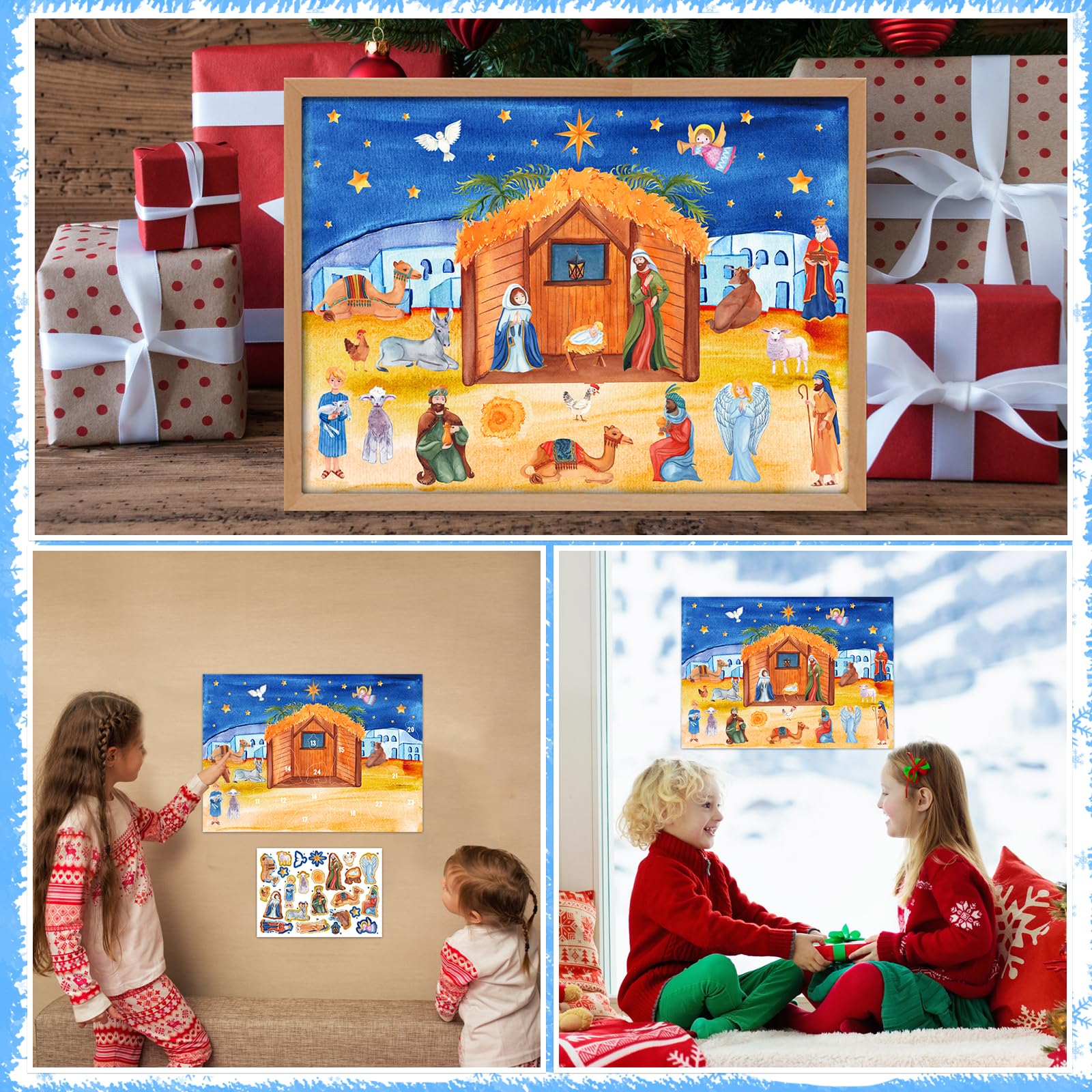 WhatSign Nativity Sticker Advent Calendar for Kids - 2025 Christmas Christian Religious Countdown Calendar Nativity Advent Calendar for Kids Children Boys Girls