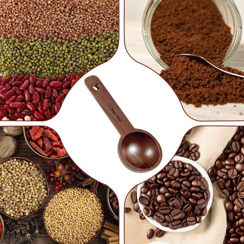 Coffee Scoop for Ground Coffees, Wooden Coffee Spoon Wooden Tablespoon Measuring Spoon Wood Ground Scoop Measuring Scoops for Grounding Beans or Tea Home Kitchen Accessories (15ml)