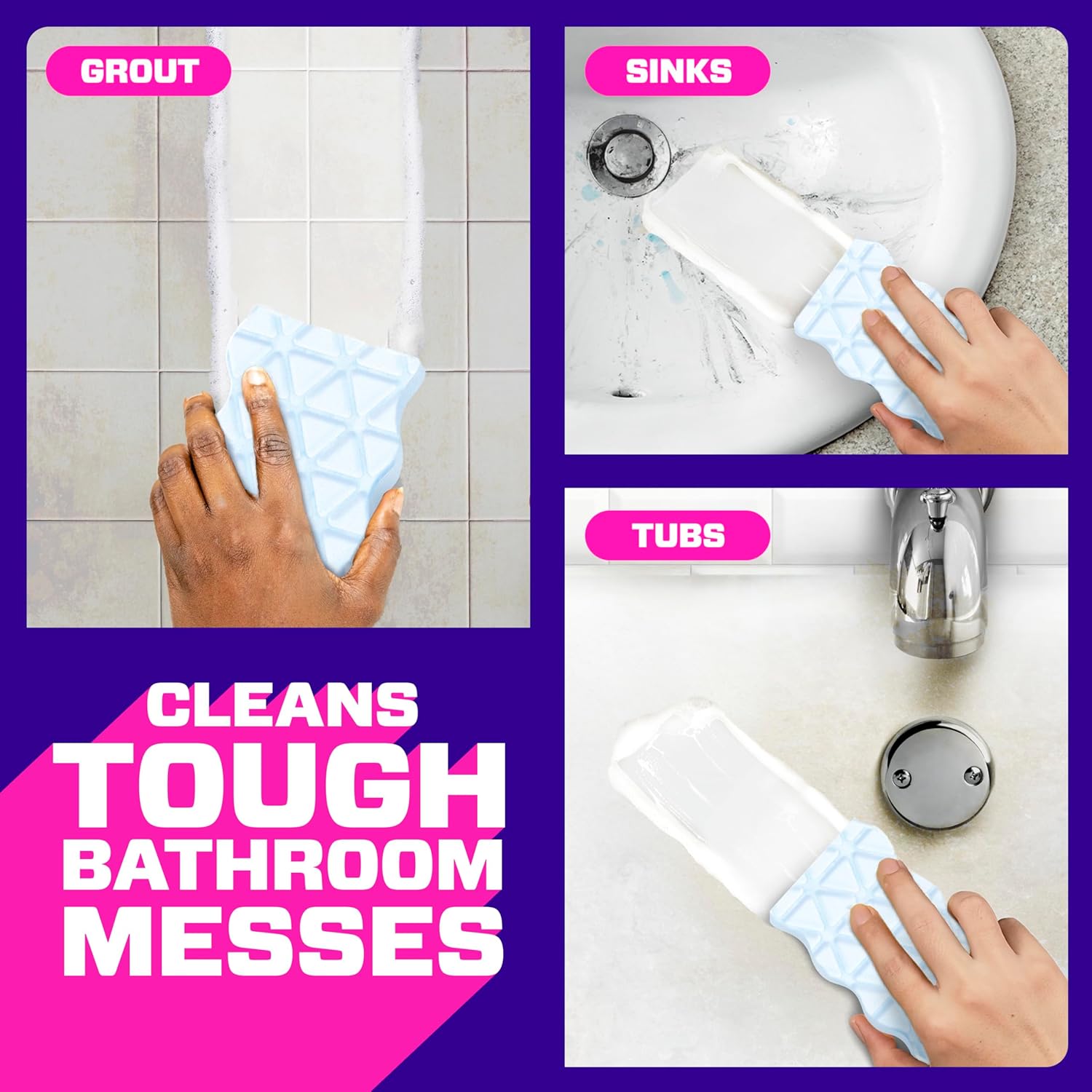 Mr. Clean Magic Eraser Sponge - Powerful Soap Scum Remover for Bathroom & Shower | 8 Count with Lemon Scent