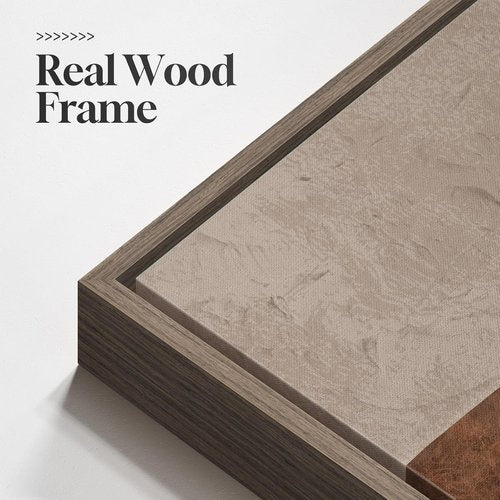 Framed Neutral Abstract Wall Art by [Brand Name] - 3-Piece Earth Tones Canvas Prints for Living Room | 16x24 Inch