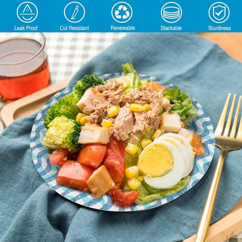 Ginkgo 10-Inch Heavy-Duty Paper Plates - 300 Count Bulk Pack for Parties, Picnics & Everyday Use