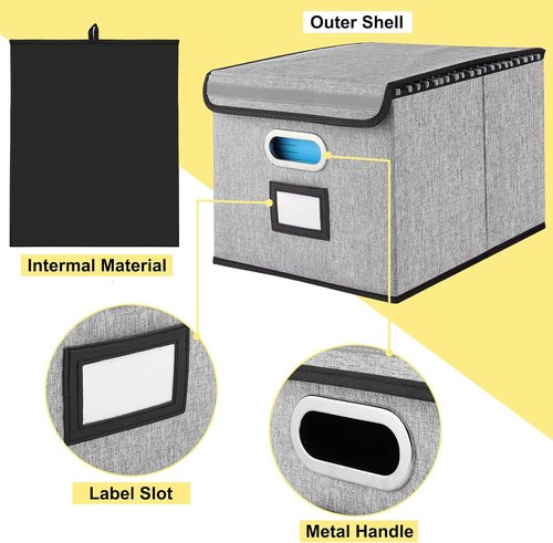EXLIFBAG Portable File Organizer Box - Collapsible Storage Solution for Home/Office | 2 Pack