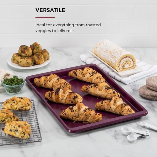 KitchenAid Nonstick Aluminized Steel Baking Sheet - 13x18in, Beetroot Color for Perfect Baking