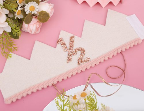 Jissoo White 1/2 Birthday Crown - 6 Months Birthday Decorations,Little Princess Crown For Cake Smash,Sweet Half Hat Photo Props,Light Pink 1/2 Way To One Decoration (White)