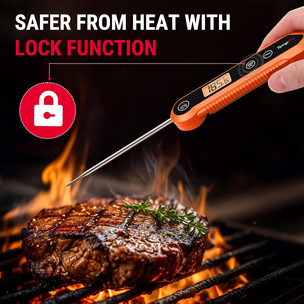 TempPro Digital Instant Read Meat Thermometer - Waterproof Kitchen Tool with Backlight & Calibration
