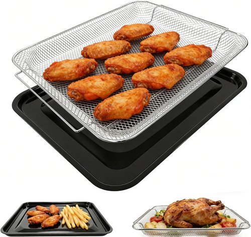 GXF Air Fry Basket & Tray Set - Replacement Parts for GE Oven | 15” x 12” Tray Pan for Crispy Air Frying