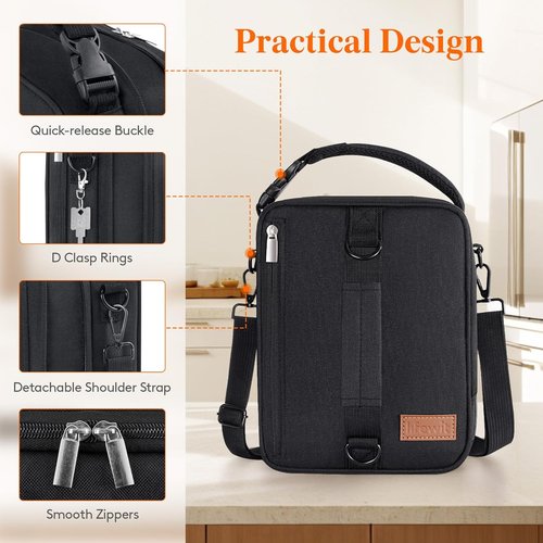 Lifewit Insulated Lunch Box - Expandable Cooler Bag with 2 Ice Packs | 8.2L Black for Work & Travel