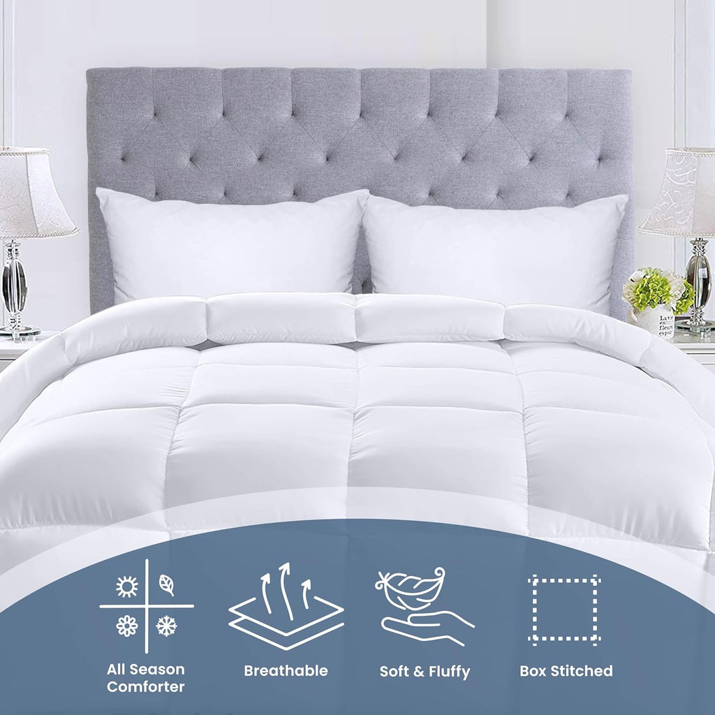 Utopia Bedding Queen Size Comforter - All Season Down Alternative Duvet Insert, Machine Washable (White)
