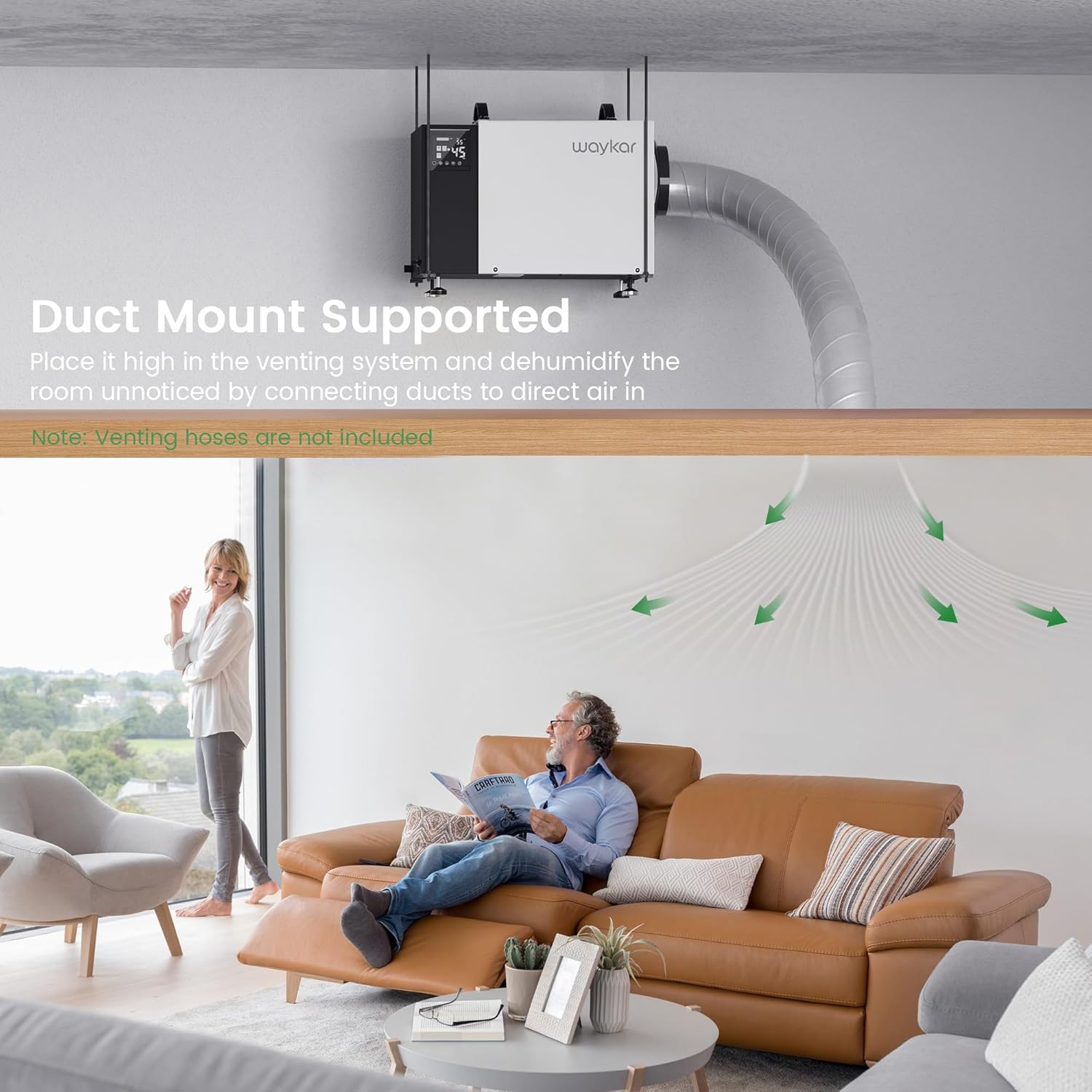 Waykar 125 Pint Dehumidifier - Smart Humidity Control for Basements & Crawl Spaces up to 6500 Sq Ft | Includes Pump & Drain Hose