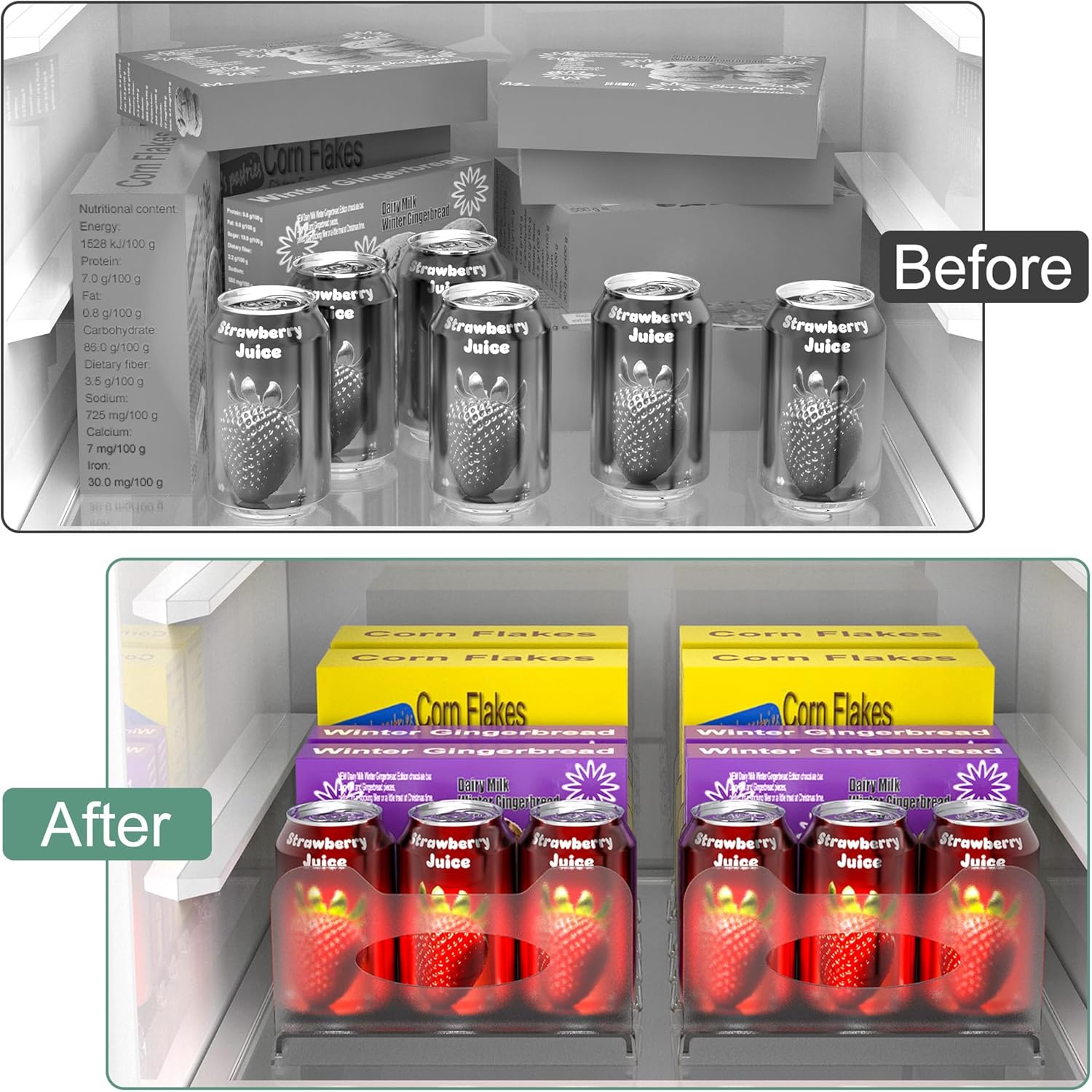 SURETIVIAN Freezer Organizer - 12” Adjustable Fridge Rack with Removable Dividers & Handles | Black