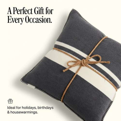 Preston Lane Highrise Throw Pillow 21" x 21", Premium Cotton Blend, Decorative Accent Pillow for Sofa, Bed & Boho Home Décor, Made in Portugal, Slate