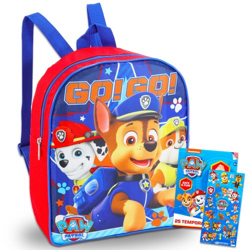 Paw Patrol Mini Backpack for Girls - Bundle with 12" Small Backpack Featuring Chase, Marshall, Rubble Plus Stickers and More | Paw Patrol Travel Bag Set for Kids