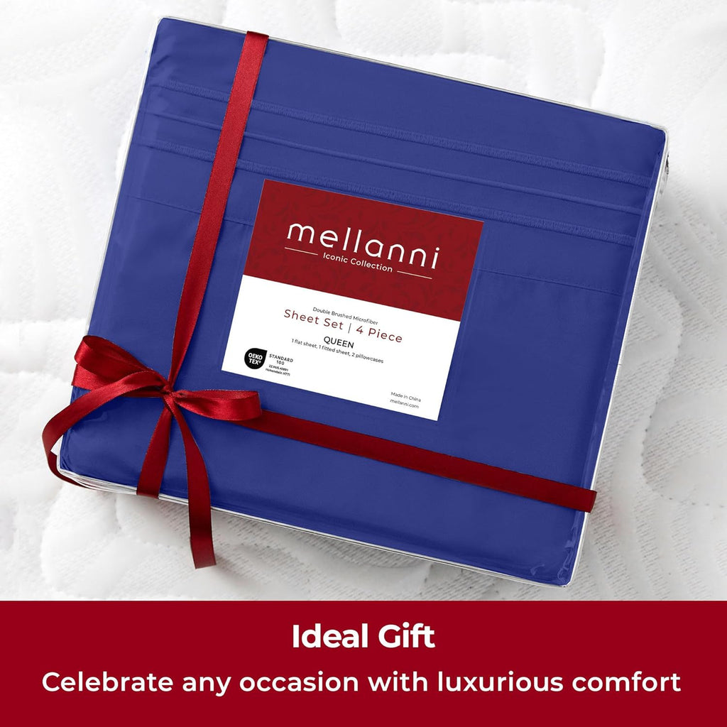 Mellanni Extra Deep Full Sheets - Hotel Luxury Ultra Soft Cooling Bedding - Wrinkle & Fade Resistant (Royal Blue)