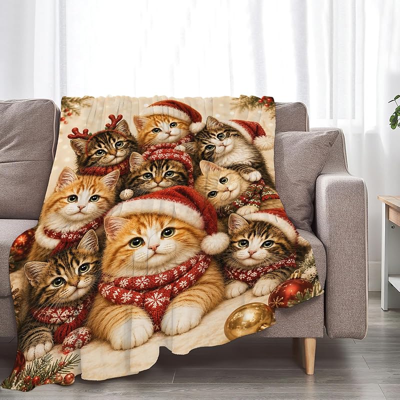 Christmas Cat Blanket 50x40 Cute Cats Throw - Kids Gift, Estused Variation: Cute Cat+50x40