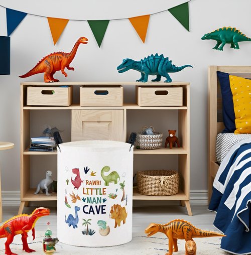 TIBAOLOVER Baby Laundry Basket Baby Nursery Hamper Kids Laundry Basket Toy Storage Bin for Boys Room Decor Gift Baskets for Bedroom Bathroom(Dinosaur)