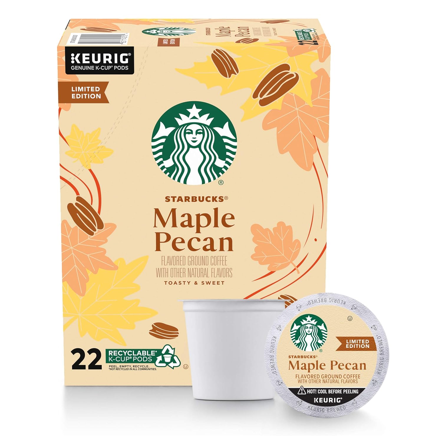 Starbucks Coffee K-Cup Pods - Maple Pecan Flavor - 22 Count for Rich, Aromatic Brews