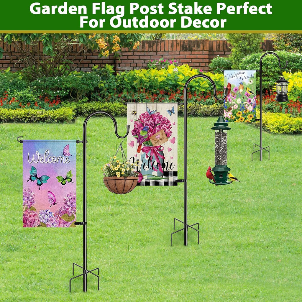 Skiennix 48" Heavy Duty Garden Flag Stand - Rust-Resistant Steel for 12x18 Yard Flags & More