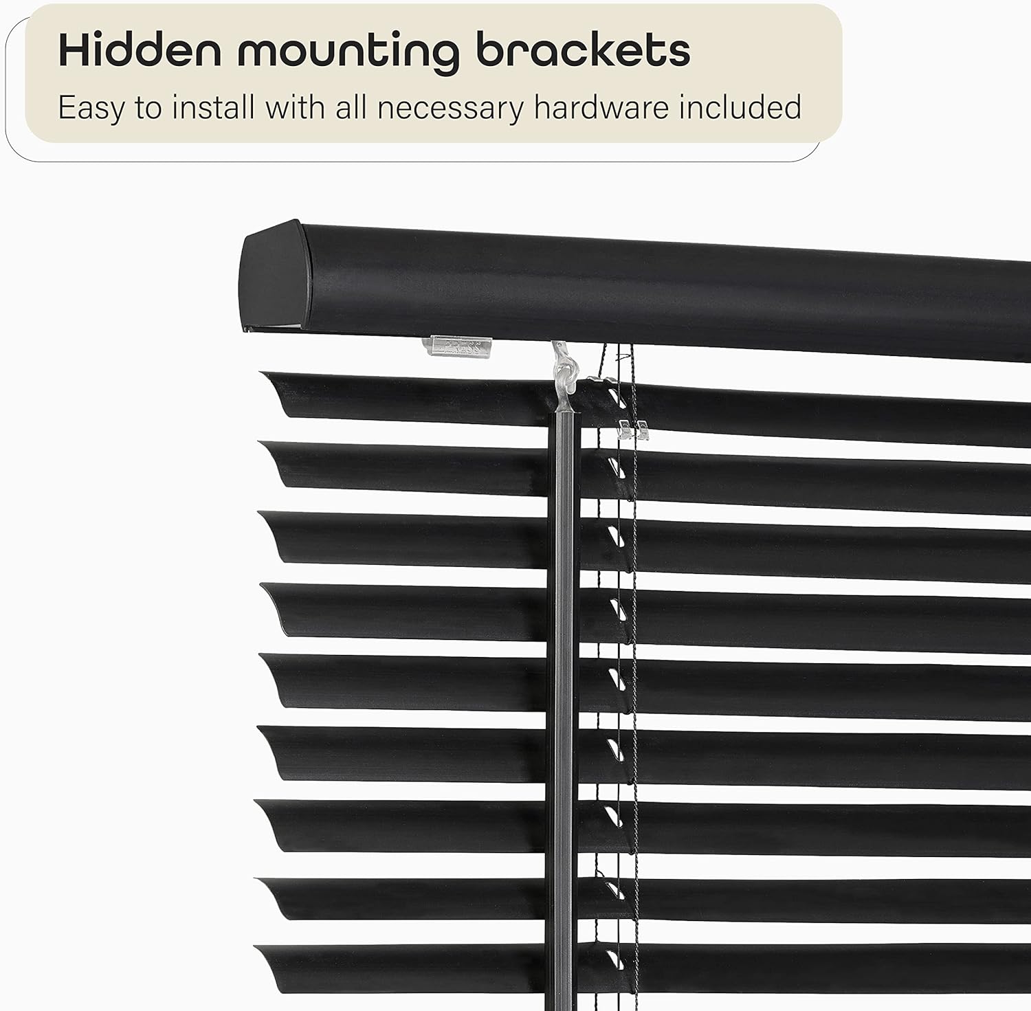 Achim Home Decor Cordless Mini Blinds - Light Filtering, 35" W x 72" L, 1" Slat Size - Black