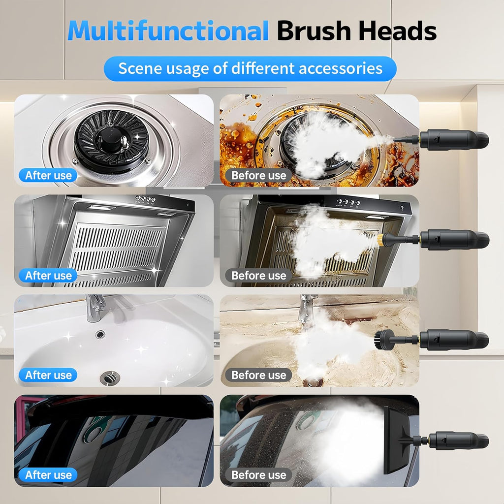 Pressurized Handheld Steam Cleaner - 2500W, 54oz Capacity, 3-Level Steam & 15 Accessories for Deep Cleaning