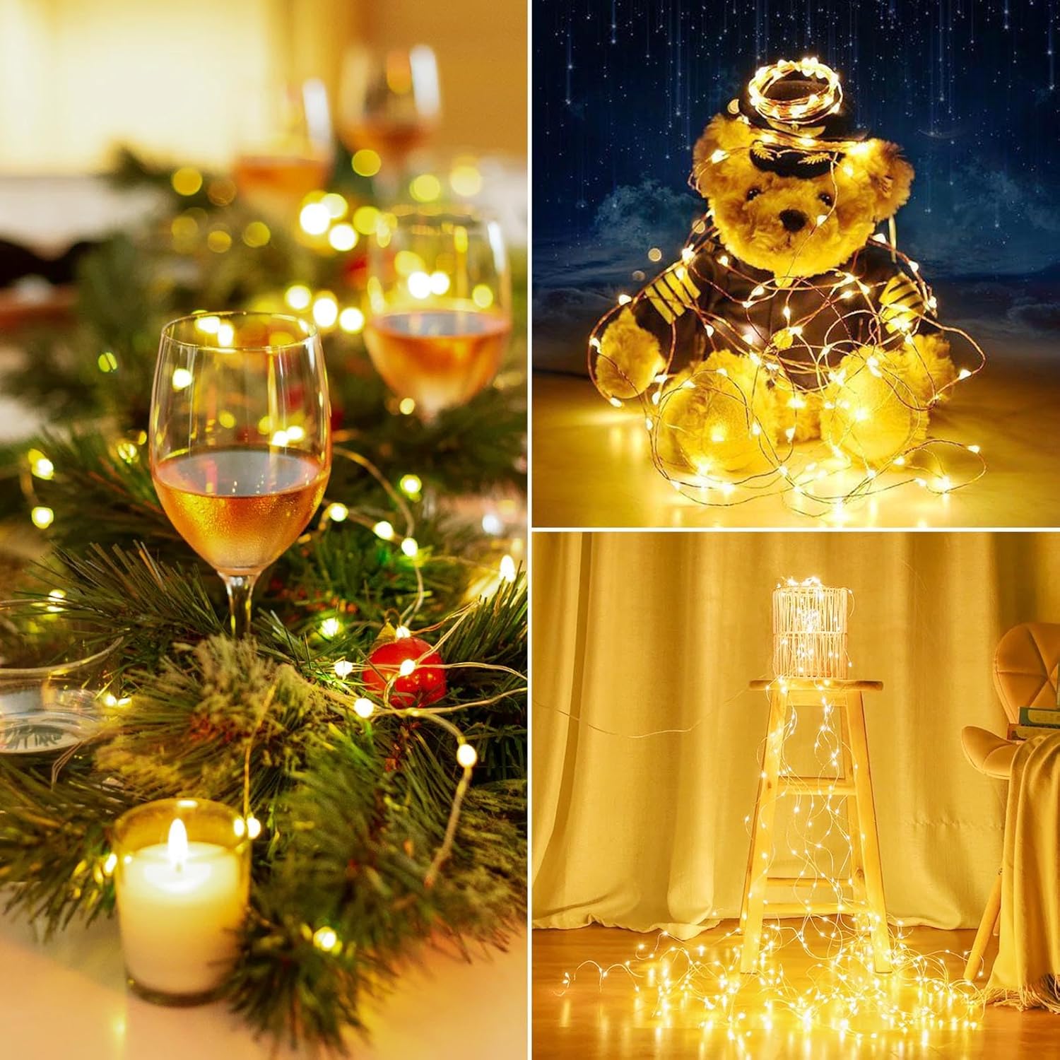Skiennix 20FT Battery Operated Fairy Lights - Waterproof 60LED Twinkle String Lights for Indoor/Outdoor Décor | Warm White