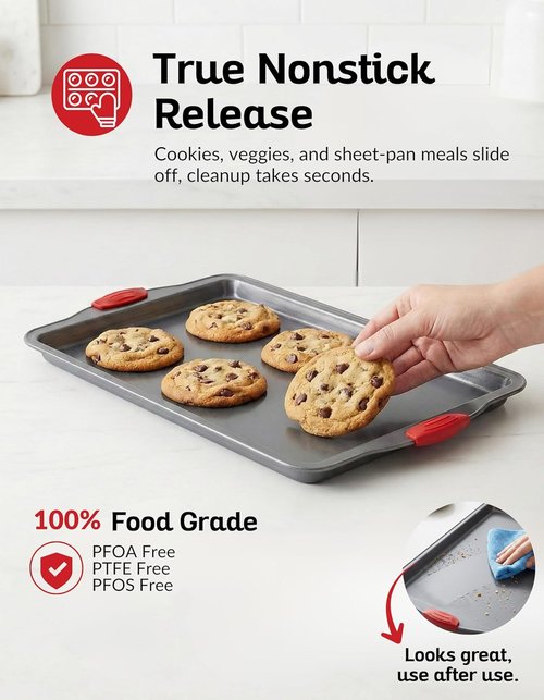Boxiki Kitchen Non-Stick Baking Sheet - 11x14 Inch Carbon Steel Pan | Dent, Warp & Rust Resistant