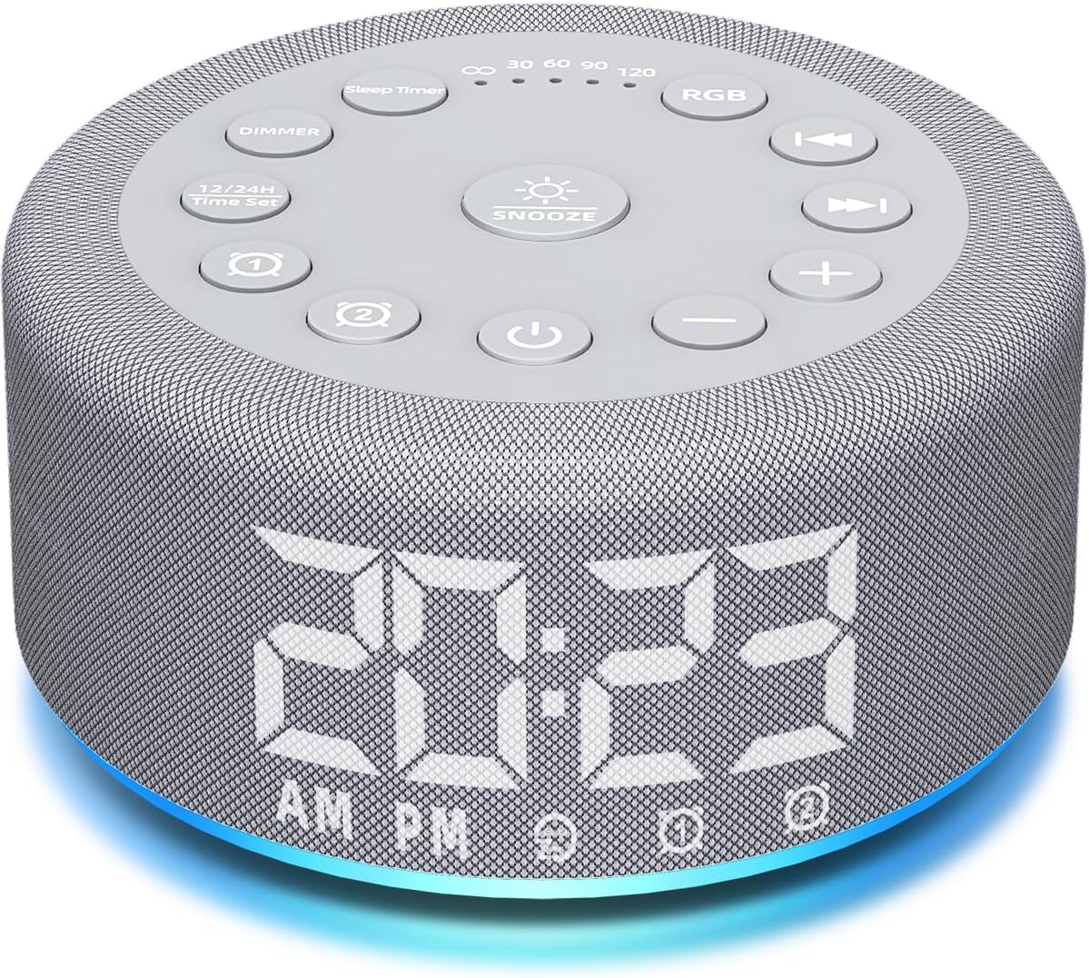 Skiennix White Noise Machine - Rechargeable Alarm Clock with Night Light & 30 Soothing Sounds