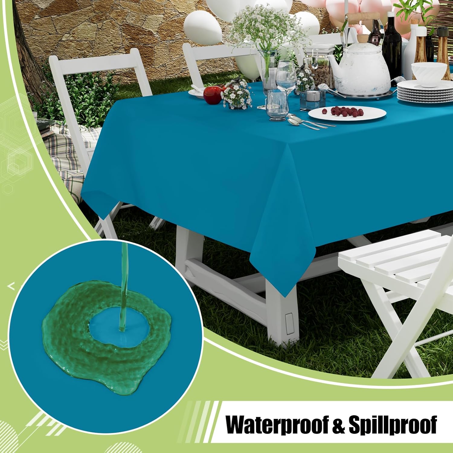 Smiry Disposable Table Cloth - Waterproof 54 x 78 Inch Rectangle Covers | 6 Pack in Aqua for Parties