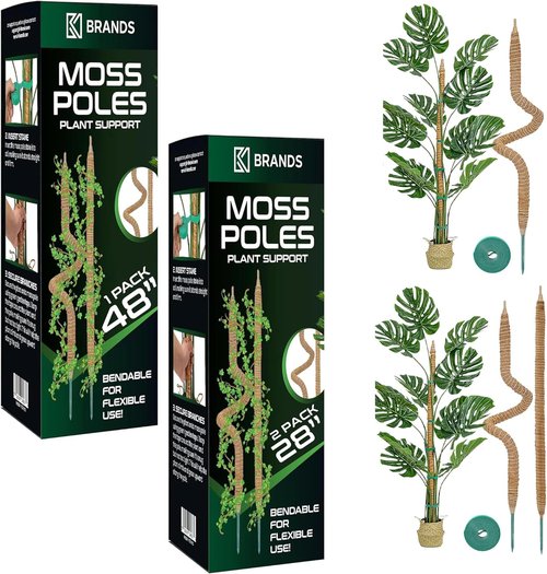 K-Brands 3 Pack Bendable Moss Pole | 48'' & 28'' Monstera Plant Support for Indoor Climbing Plants