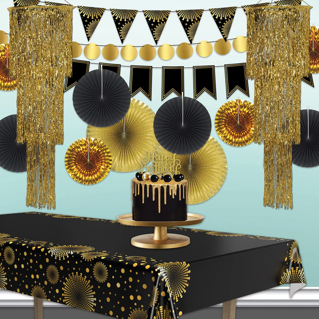 Beistle 3-Tier Shimmering Chandeliers – 3 Pack Gold Hanging Party Decorations, Elegant Foil Ceiling Décor for New Year’s Eve, Weddings, Anniversaries, 1920’s Themed Parties and Celebrations, 4 Ft